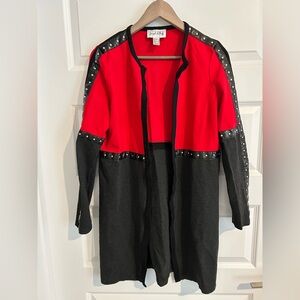 Joseph Ribkoff Colorblock Studded Jacket Red Black Size 6